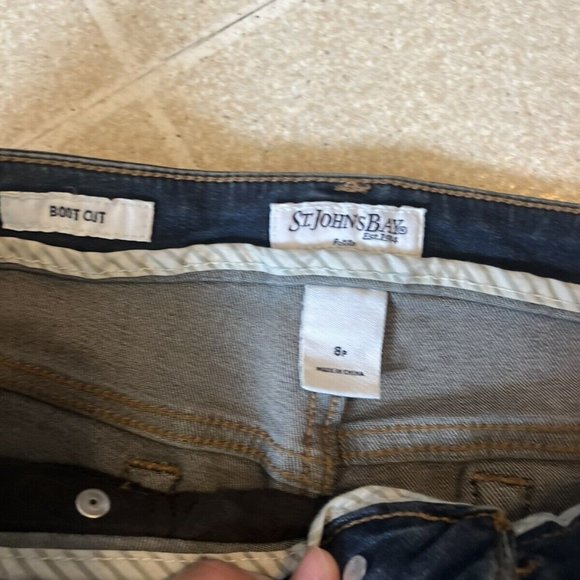 St. Johns Bay Jeans Womens Petite Size 8P Petite Blue Stretch Boot Denim Pants - Picture 2 of 4